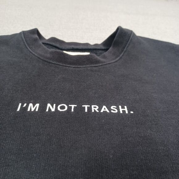 Fordays Sweater Mens Medium Black Crew Neck Im Not Trash Sustainable Clothing - Picture 1 of 10